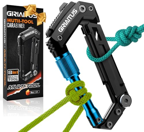 Moschettone Portachiavi Multitool Moschettoni Attrezzo Multifunzione con Apribottiglie Righello Sega Cacciavite per Campeggio, Arrampicata, Regalo Uomo