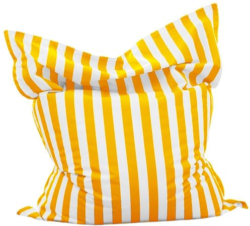 SXBCyan Funda para Puff (sin Relleno) Flotante Puf Cuadrado Sillon Puff para Piscina Exterior Interior Cómodo Grande Sqaure Almohada Saco Cubierta(Yellow-Stripe)