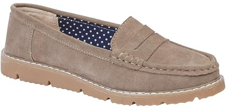 Jo & Joe Ladies Suede Leather Slip-on Smart/Casual Work Walking Summer Shoes Sizes 4-8 (Latte, UK Footwear Size System, Adult, Women, Numeric, Medium, 7)