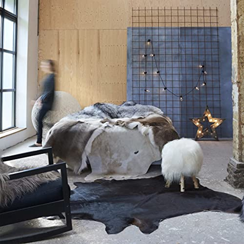 WEMYUFURN Alfombra de piel de vaca auténtica, color negro, 150 x 170 cm, para salón, dormitorio y oficina, diferentes tamaños