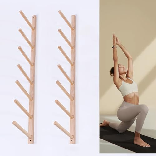 Yogamatta Hållare Trä Yogamatta Hållare Väggfäste Vertikalt, 2-9 Lager Pilatesmattor för Yogastudio Hemmagym, Yogamattor Displayställ, Förvaring av Utrustning (Size : 7 layer 124cm (48 7/8))