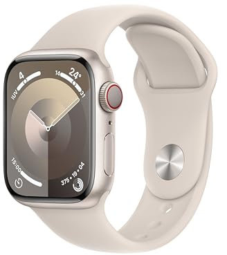 Apple Watch Series 9 (GPS + Cellular, 41 mm) Coque en Aluminium Lumière Stellaire avec Bracelet de Lumière Stellaire, S/M (Reconditionné)