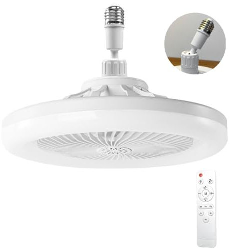OKSANO Ventilateur Plafond Avec Lumiere,OKSANOventilateur De Plafond Avec Télécommande,ventilateur Silencieux Plafond,E27 plafonnier LED À Intensité Variable,3vitesses,Temporisable (Blanc)