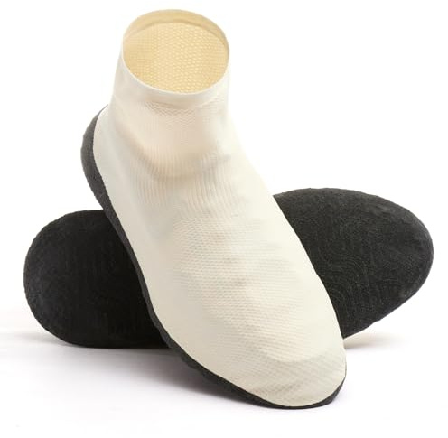 BIFOGOGE Waterproof Shoe Covers Reusable Foldable Non-Slip Rain Shoe Covers With Reinforced Rubber For Men Women (XXL,White)