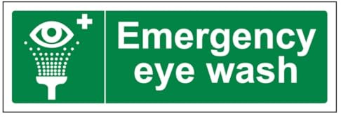 V Safety Emergency Eye Wash - Landscape 300 x 100 mm - 2mm Rigid Plastic Safety Sign