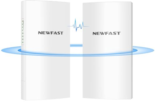 NEWFAST Access Point Esterno, 3KM Distanza Ponte WiFi Esterno 5,8GHz 300Mbps Wireless Bridge con 11dBi Antenna, Porta LAN, Connessione PTP/PTMP (Confezione da 2)