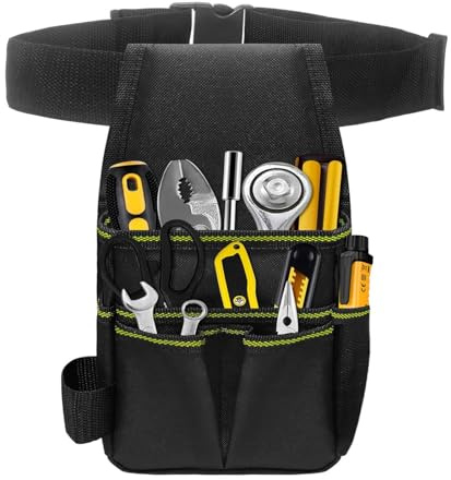 Ceinture Porte Outil, Multi-Poches Pratique avec Ceinture Réglable Idéale pour Artisans, Électriciens & Jardiniers | Sac à Outil Durable pour un Accès Rapide aux Outils - 18 x 14 x 6 cm