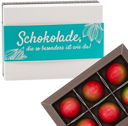Pralinen Erdbeer Matcha Schokolade - vegan - von Schokoladen-Sommelière Stefanie Bengelmann - 6 handgefertigte Pralinen - 90g