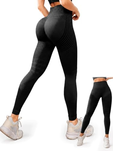 DVDVBOOM 3D Compression Leggings Women, High Waist Anti Cellulite Leggings, Workout Bum Scrunch Butt Lift Leggings, Gym Trousers Womens
