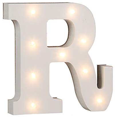 Out of the blue, lettera R in legno con illuminazione, con 9 LED