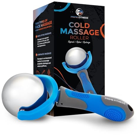 PRIME Fitness Cold Massage Roller Ball | Cold Therapy | Ice Roller Ball with Handle | cryo Stick | Relieve Muscle Pain (Blue)