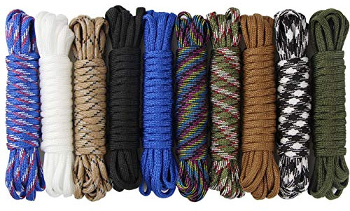 10 st Paracord kit för fallskärm armband set Paracord DIY nyckelband nyckelring sladd utomhusaktiviteter handstickad (D-10 st x 10FT)