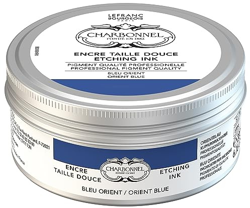 Charbonnel koppartryckfärger, högpigmenterad djuptrycksfärg, utmärkt ljusäkthet, vegansk, levande färger, åldringsbeständig, 200 ml kruka – orientalisk blå