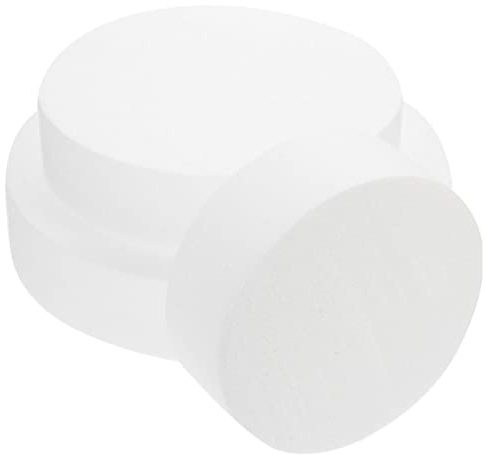 CALLARON 3Pcs Round Foam Cake Dummies 3 Tier Cake Polystyrene Foam Disc Circles Fondant Cake Practice Molds White Foam Rounds for Home Party