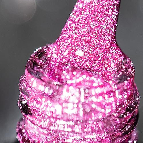BURANO Reflective Gel Nagellack, UV-Nagellack 7.3ml Reflective Diamond Nail Glitter Gel Polish, Sparkly Sommer Herbst Farbe Gel Polish Holografische Glitter (Deep Rose SZ18)