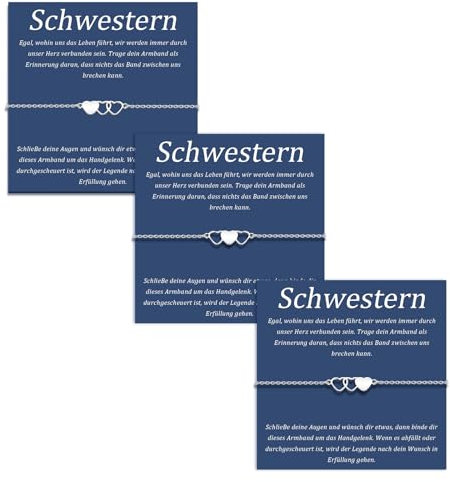 SUNSH 3Pcs Schwestern Armbänder Edelstahl Liebe Armbänder Geschenk für 2 gute Freunde Einstellbare Beste Freund Geschenk Silber Armband Graduierung Weibliche Freundschaft Armband