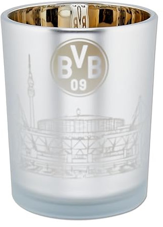 BVB Borussia Dortmund Windlicht Skyline Dortmund, grau, großes Teelicht