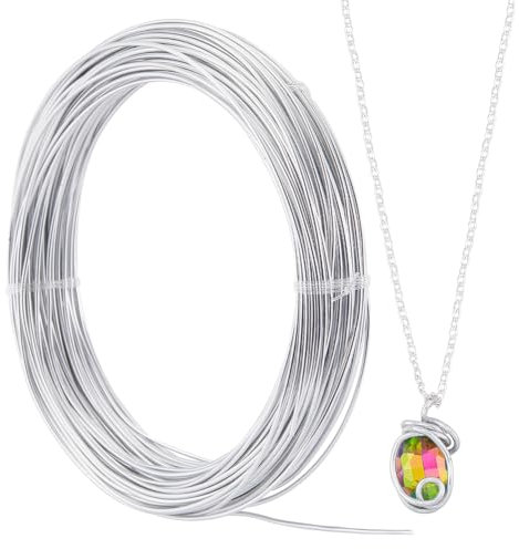 SUNNYCLUE 40 m Aluminium Basteldraht 1.2 mm Aluminiumdraht 17 Gauge Silber Biegsamer Draht Schmuck Basteldraht Biegsamer Aluminium Modellierdraht Aus Metall Für Die Schmuckherstellung Drahtwicklung Pe