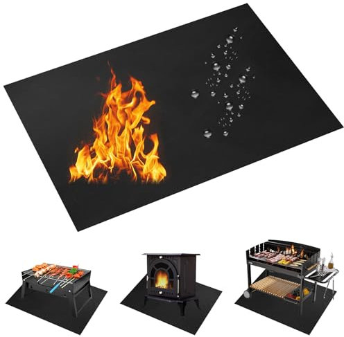 Manta ignifuga 100 x 120 cm Base ignífuga Resistente al Calor hasta 1093 °C Alfombra ignifuga para Soldadura, Cocina, Parrilla, Fireplace, Suelo, Lawn y Camping