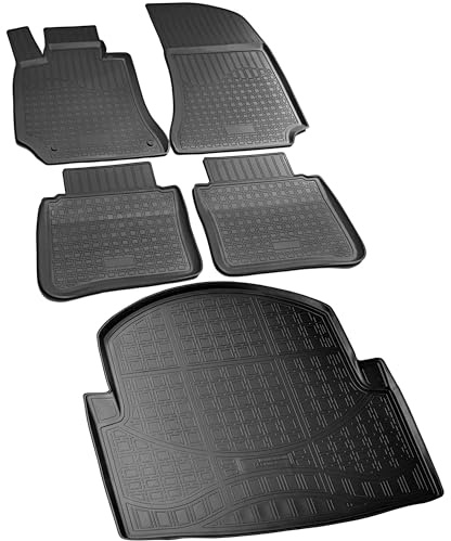 RECAMBO Gummimatten & Kofferraumwanne Set passend für Mercedes E-Klasse W212, Avantgarde Limo | 2009-2016 - 100% passgenaue Auto Fußmatten und Kofferraummatte aus hochwertigen rutschfesten TPE