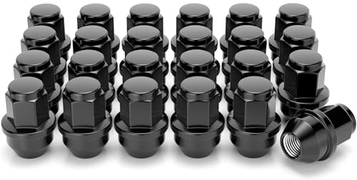 White Knight M14 x 1.50 Lug Nuts for Ford F-150 (2015 - Current) Mach-E Transit Expedition and Lincoln Navigator, Factory Style Black Chrome Extra Bulge Acorn – WN00809BK-24AM (24 Pack)