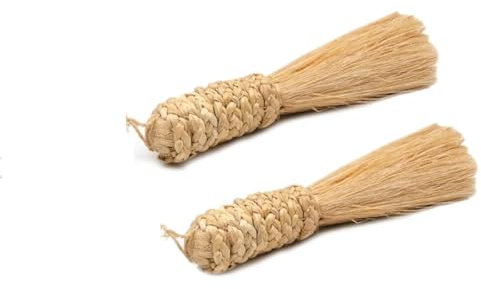 Escoba – Paquete de 2 | Fabricado con fibra de tallo de plátano | Escoba ecológica para habitación Puja | Longitud 8.5 pulgadas | Escoba para quitar el polvo (limpieza del hogar)