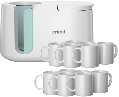 Cricut Mug Press Starter Kit - Includes Mug Heat Press & 12 Blank Ceramic Mugs (White, 12oz)