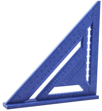 Faithfull Plastic Quick Square - 7in Imperial Triangle Measuring Ruler Framing Square Carpenters Tool for Woodworking