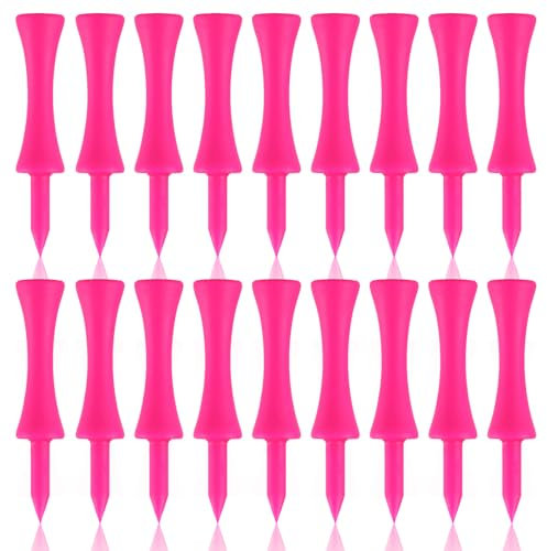 HuangXinyu 60 Stück Rosa Golf Tees Kunststoff Driver Golftees Set, 60 x 12 mm Golf Zubehör, Unbreakable Plastik Golf Tees, Wiederverwendbar Tees Golf für Golfer üben, Geschenk für Golfer oder Familie