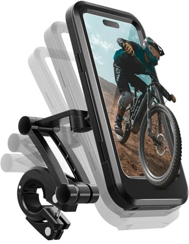 moyi innova Wasserdichter Fahrrad-Motorrad-Telefonhalter 360 ° drehbare Rollerhalterung mit 3-Achsen und Kugelkopf, Universal-Lenkerinstallation, empfindlicher Touchscreen, für 4,7-6,9 Smartphones