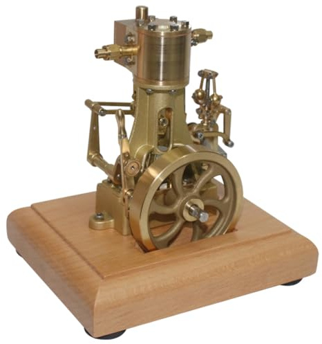 PizazzToy Kit de machine à vapeur pour adulte, 1,85 cc, mini piston de levage vertical rétro monocylindre, modèle de machine à vapeur à double action avec réducteur de vitesse