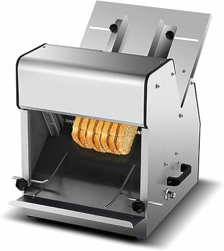 XSDAJSD Rebanadora de Pan Comercial, rebanadora de Pan eléctrica de 370 W, procesadora de Tostadas, Grosor de Rebanada: 12 mm, 31 Piezas, máquina cortadora de Pan Profesional de Acero Inoxidable