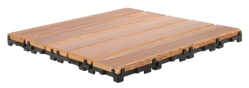 Tofficu Interlocking Outdoor Decking Tiles Balcony Flooring Waterproof Carbonized Wood Patio Floor Covering for Garden Yard