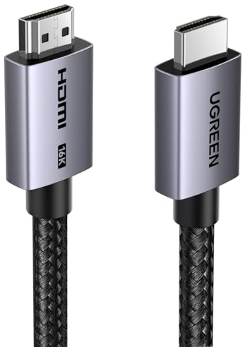 UGREEN 16K HDMI 2.2 Cable 96Gbps 6.6FT, Ultra High Speed HDMI Cord Aluminum, 4K@480Hz 12K@120Hz 8K@240Hz, HDCP 2.2&2.3, Lip eARC HDR 10 Compatible with PS5/Blu-ray/Roku TV/Switch 2/Mac mini M4
