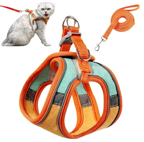 Cat Harness and Lead Set, Escape Proof Adjustable Vest Harness for Walking Kitten and Puppy, Breathable Leash, for Pet Outdoor Walking Pet Supplies(S)