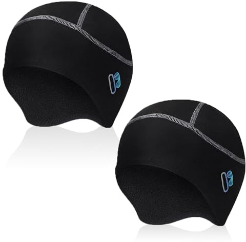 SAIIURV 2 Piezas Gorro para Casco de Bicicleta, Gorro de Ciclismo para Invierno, Gorro Bajo Casco Moto Forro de Casco, Gorro Deportivo para Correr con Ranuras para Gafas