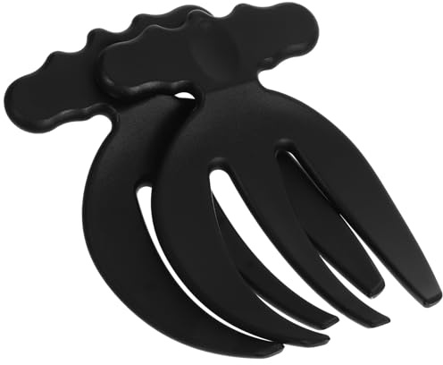 SHINEOFI 2 Piezas Tenedores para Servir Ensalada Reutilizables de Plástico Negro Manos de Ensalada con Mango y Diseño de Tres Puntas Resistentes para Cocina Restaurantes y Eventos