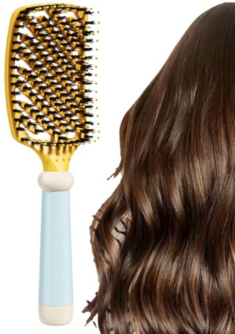 demaxiyad Cepillo de Cerda Natural,Alisador Antiestático para el Cabello | Cepillo de Cerda para el Pelo - Para Cardado Estilizado de Rizados Cepillado Viaje Salón Peluquería Hogar Dormitorio Mujeres