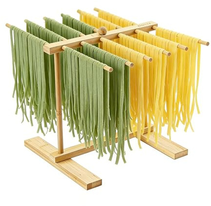 xolear Séchoirs à Pâtes en Bois, Séchoir a Pâtes avec Tige De Transfert et 12 Tiges pour Sécher Les Pâtes, Linguine, Pates, Pate, Facile à Nettoyer