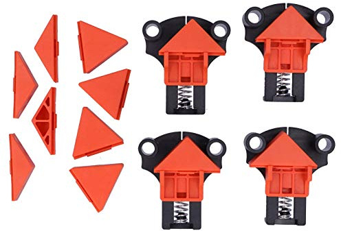 Abrazaderas de ángulo recto para carpintería, 12 piezas de clips naranjas de plástico ABS con 60 grados, 90 grados, 120 grados para reparación de muebles de gabinete y proyectos