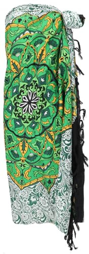 GURU-SHOP, Sarong, Colgar en la Pared, Envolver la Falda, Vestido Sarong, Batik Sarong, Verde, Synthetic, Tamaño:One Size, 160x115 cm, Pareos, Toallas de Playa