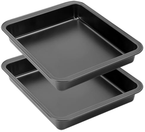 Space Home - Set di 2 Teglie da Forno con Rivestimento Antiaderente - Stampo da Forno - Teglia da Forno - Lasagnera da Forno - Acciaio al Carbonio - Stampo per Forno - Rostiera Antiaderente - 23 x 22