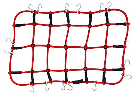 REhobby 1/10 RC Elastic Luggage Net 19x12cm with Hooks for 1:10th RC Crawler Rock Climbing Truck Car D90 TRX4 Roof Rack (red)
