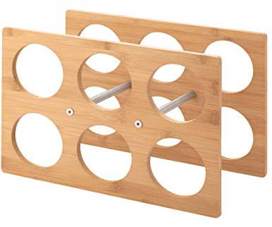 axentia Casier à Vin, Support à Bouteilles en Bambou pour 6 Bouteilles avec Tiges en Acier Inoxydable à Visser, env. 35 x 24 x 17,5 cm, Bois/Argenté
