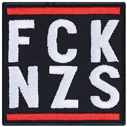 FCK NZS tygmärke Nazis stryka på strykbilder mot nazis klistermärke anti-rasism patch att sy/stryka på | DIY applikation för alla tyger | 60 x 60 mm