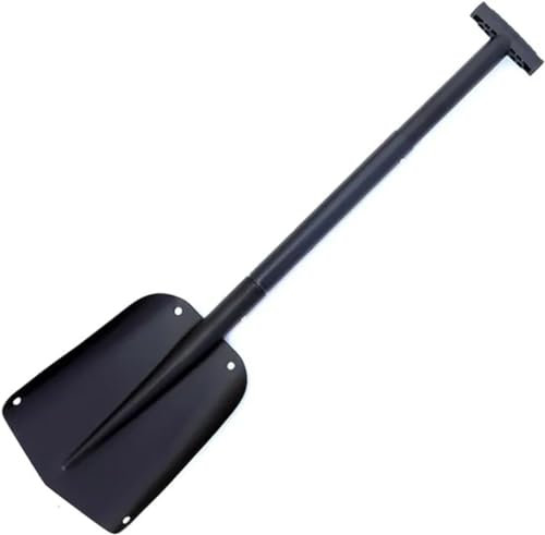 Teleskop-Multifunktions-Klappschaufel aus Aluminiumlegierung für die Entfernung von EIS und Schnee, tragbare Bergsteigerschaufel, Outdoor-Werkzeuge (Farbe: Schwarz-a)