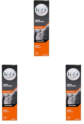 Veet Men, Crema Depilatoria Uomo, Pelli Normali 200 ml (Confezione da 3)