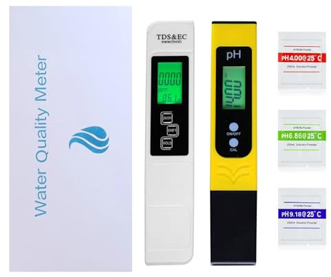 Exporee PH - Medidor de agua digital 4 en 1 para pH/TDS/EC/temperatura, termómetro de acuario, medidor de conductividad, calidad del agua para piscinas, agua potable, acuario