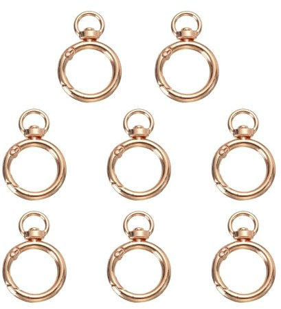 QUARKZMAN 8pcs Anello A Molla O Ring, Gancio A Molla In Metallo Portachiavi, Accessori Fibbia A Scatto Per Borsa A Tracolla Lanyard Pelle DIY Artigianato, Oro