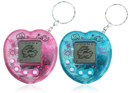 Tomedeks Elektronische Haustier Spielmaschine,2 Stück Tragbar Handheld Virtuelle Haustiere Spielzeug mit Schlüsselbund,Handheld Spielkonsole,Tier Spielekonsole für Erwachsene und Kinder(B)